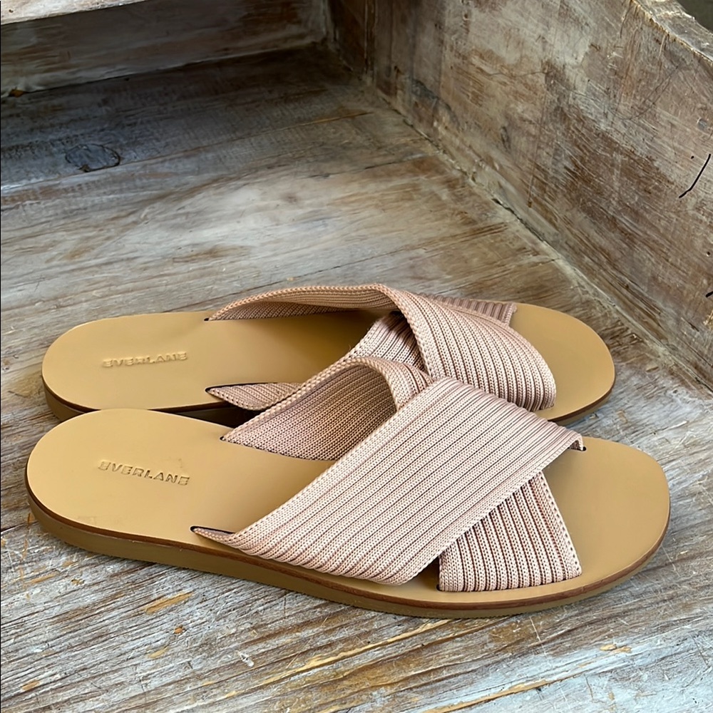 🤍 NWOT Everlane The Day Crossover Sandal Knit Mauve Size 6.5 Tan Dusty Pink